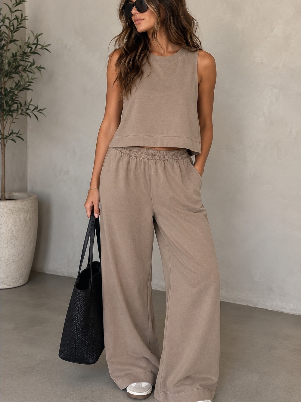 Gap SET Heavyweight Cotton Wide Leg Pants & Tank Set